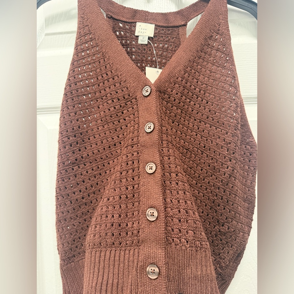 a new day Chocolate Knit Sleeveless Cardigan - Picture 2 of 4